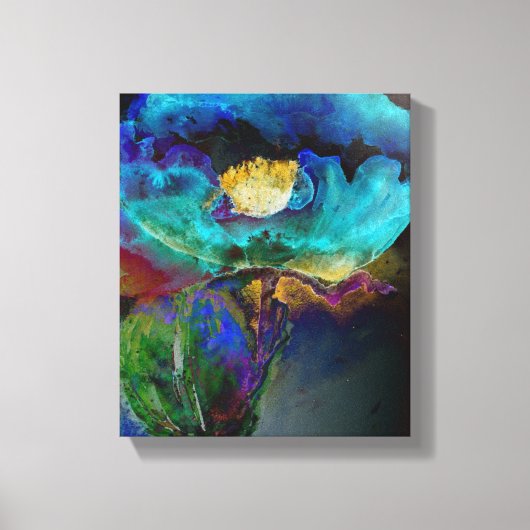 Romantische elegante blauwgroen florale waterverf canvas afdruk (Voorkant)