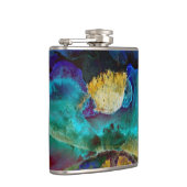 Romantische elegante blauwgroen florale waterverf  heupfles (Rechts)