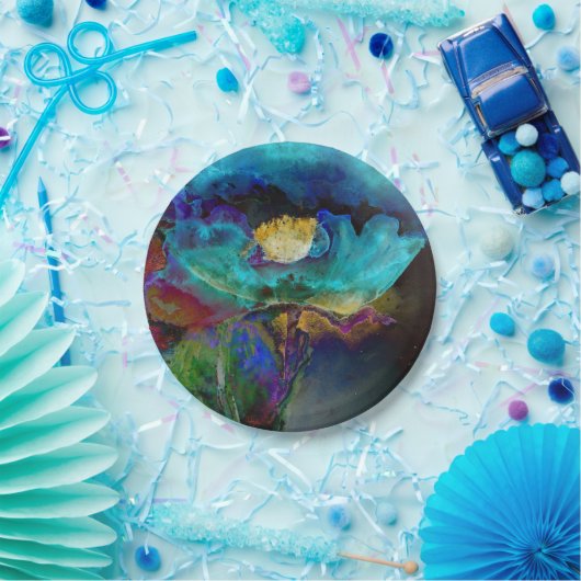 Romantische elegante blauwgroen florale waterverf papieren bordje (Feest)