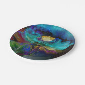 Romantische elegante blauwgroen florale waterverf  papieren bordje (Gekanteld)