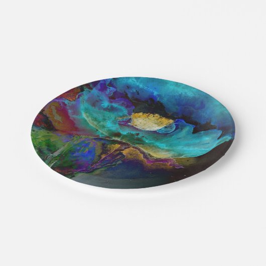 Romantische elegante blauwgroen florale waterverf papieren bordje (Gekanteld)