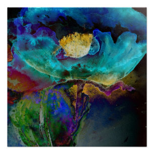 Romantische elegante blauwgroen florale waterverf  perfect poster