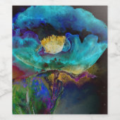 Romantische elegante blauwgroen florale waterverf  wijn etiket (Enkel label)