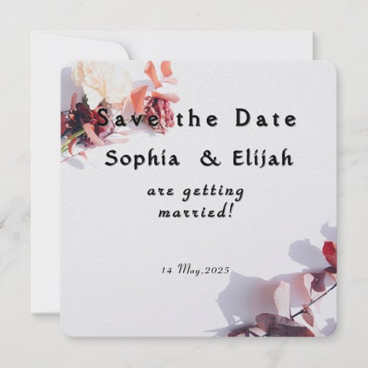 Romantische Elegante Bloemen Bewaar de datum trouw Save The Date (Voorkant)