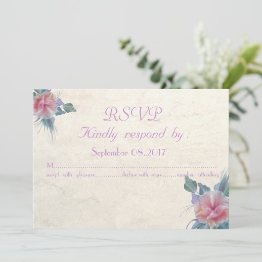 Romantische Elegante Bloemen Trouw RSVP Kaart (Staand voorkant)