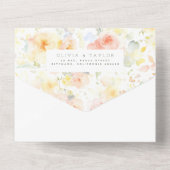 Romantische elegante bloemenbruiloft all in one uitnodiging (Achterkant)