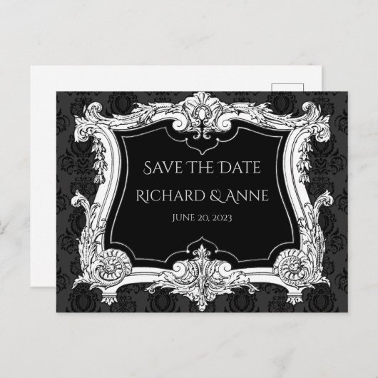 Romantische, elegante bruiloft Frans ingelijst Briefkaart (Voorkant / Achterkant)