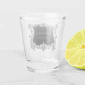 Romantische, elegante bruiloft Frans ingelijst Shot Glas (Achterkant)
