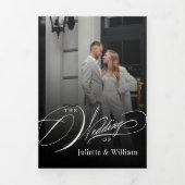 Romantische Elegante Foto Drie-delig Trouw Uitnodi Drieluik Programma (Cover)