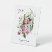 Romantische Elegante Foto Tafel Nummers Reclamebord Met Voetstuk (Voorkant)