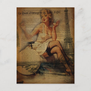 romantische elegante  girly paris mode briefkaart