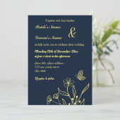 Romantische elegante gouden bloem en een vlindervl kaart (Staand voorkant)