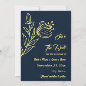 Romantische elegante gouden bloem marine bruiloft save the date (Voorkant)