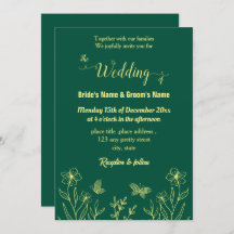 Romantische elegante gouden bloem smaragdgroen