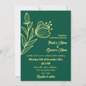 Romantische elegante gouden bloem smaragdgroen kaart (Voorkant)