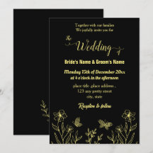 Romantische elegante gouden bloem zwart