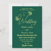 Romantische elegante gouden vlinders smaragdgroen kaart (Voorkant)