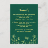 Romantische elegante gouden vlinders smaragdgroene informatiekaartje (Voorkant)