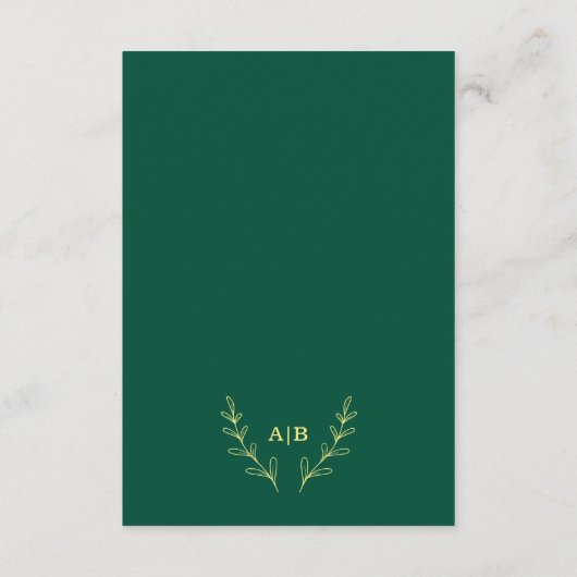 Romantische elegante gouden vlinders smaragdgroene informatiekaartje (Achterkant)