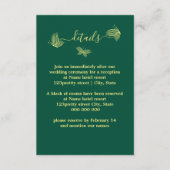 Romantische elegante gouden vlinders smaragdgroene informatiekaartje (Voorkant)