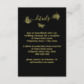 Romantische elegante gouden vlinders zwarte bruilo informatiekaartje (Voorkant)