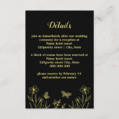 Romantische elegante gouden vlinders zwarte bruilo informatiekaartje (Voorkant)