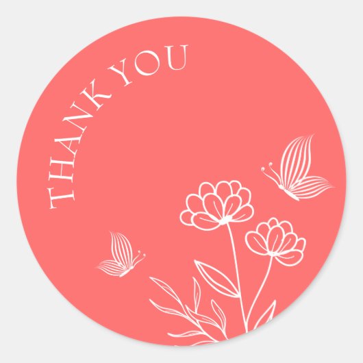 Romantische elegante koraal roze bloemen bruiloft ronde sticker (Voorkant)