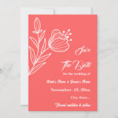 Romantische elegante koraal roze bloemen bruiloft save the date (Voorkant)