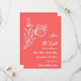 Romantische elegante koraal roze bloemen bruiloft save the date