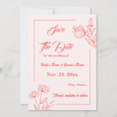 Romantische elegante koraal roze bloemen bruiloft save the date (Voorkant)