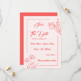 Romantische elegante koraal roze bloemen bruiloft save the date