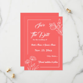 Romantische elegante koraal roze bloemen bruiloft save the date