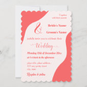 Romantische elegante koraal roze bruiloft kaart (Voorkant)