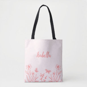 Romantische elegante koraalroze bloemen  tote bag