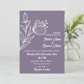 Romantische elegante mauve bloemenbruiloft kaart (Staand voorkant)