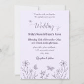 Romantische elegante mauve bloemenbruiloft kaart (Voorkant)