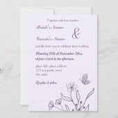 Romantische elegante mauve bloemenbruiloft kaart (Voorkant)