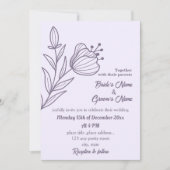 Romantische elegante mauve bloemenbruiloft kaart (Voorkant)