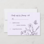 Romantische elegante mauve bloemenbruiloft RSVP kaartje (Voorkant)