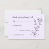 Romantische elegante mauve bloemenbruiloft RSVP kaartje (Voorkant)