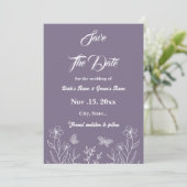 Romantische elegante mauve bloemenbruiloft save the date (Staand voorkant)
