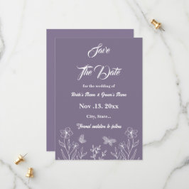 Romantische elegante mauve bloemenbruiloft save the date