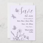 Romantische elegante mauve bloemenbruiloft save the date (Voorkant)