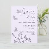 Romantische elegante mauve bloemenbruiloft save the date (Staand voorkant)