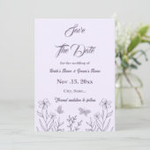 Romantische elegante mauve bloemenbruiloft save the date (Staand voorkant)