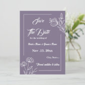Romantische elegante mauve bloemenbruiloft save the date (Staand voorkant)