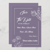 Romantische elegante mauve bloemenbruiloft save the date (Voorkant / Achterkant)
