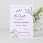 Romantische elegante mauve bloemenbruiloft save the date (Staand voorkant)
