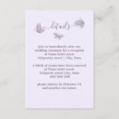 Romantische elegante mauve vlinders bruiloft informatiekaartje (Voorkant)