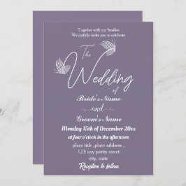 Romantische elegante mauve vlinders bruiloft kaart